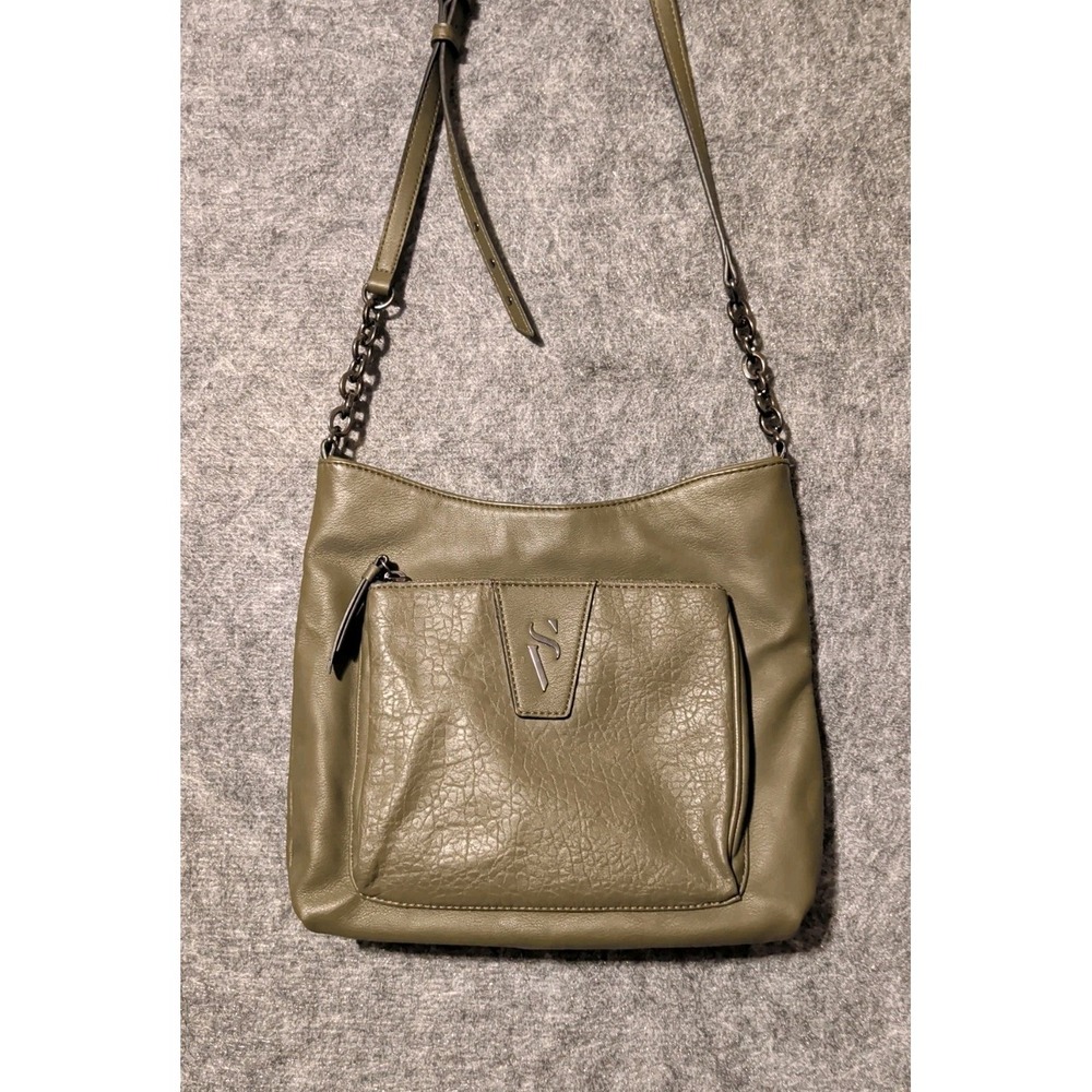 Simply Vera Vera Wang Crossbody Bag Women Medium Olive Green Chain Strap Pockets
